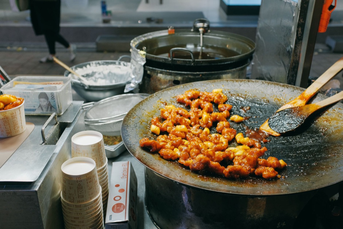korean street food vendor with tteokbokki