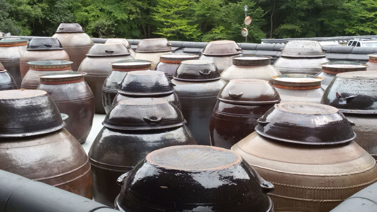 Fermented kimchi jar in ceramic