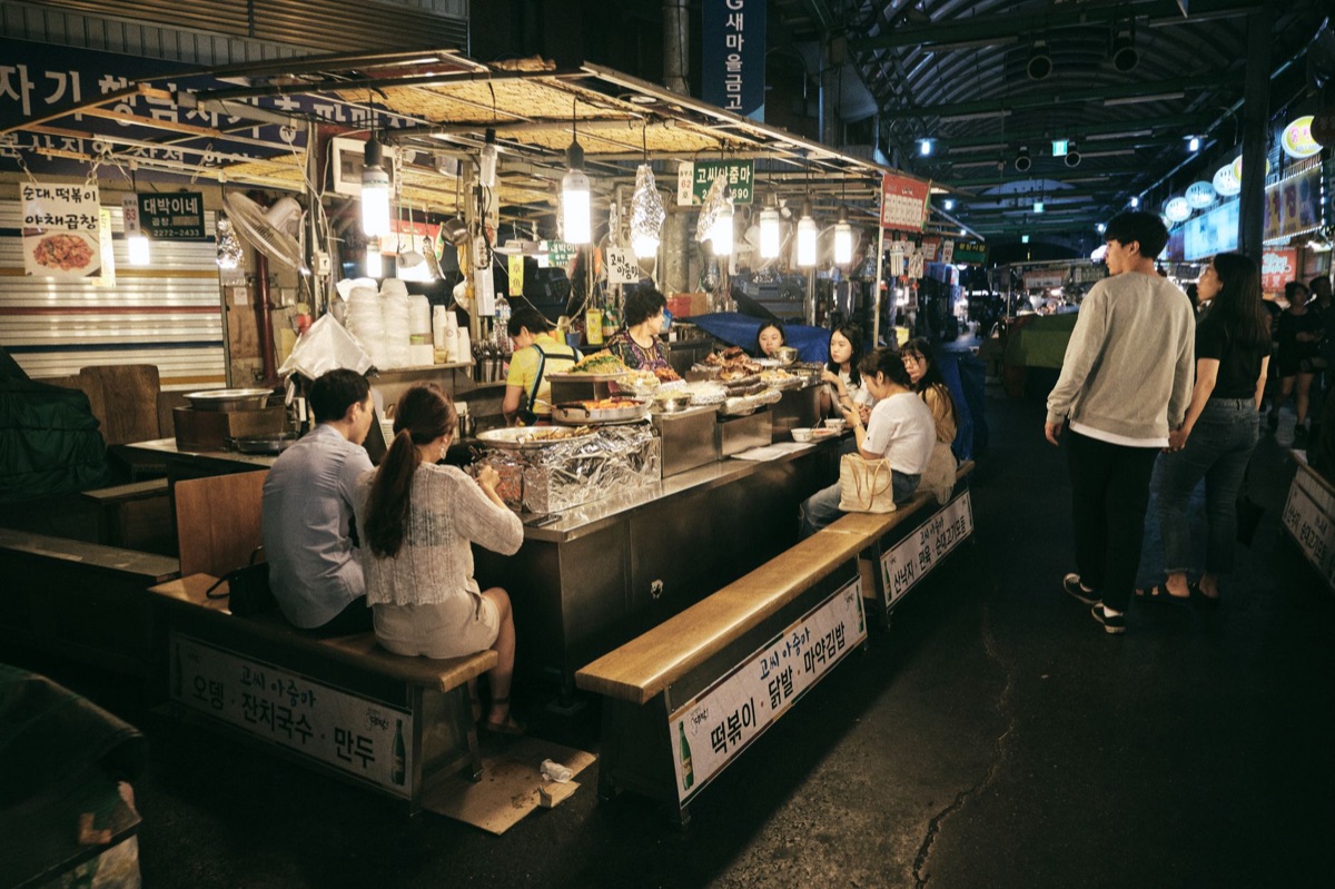 korean street food vendor in outdoor market