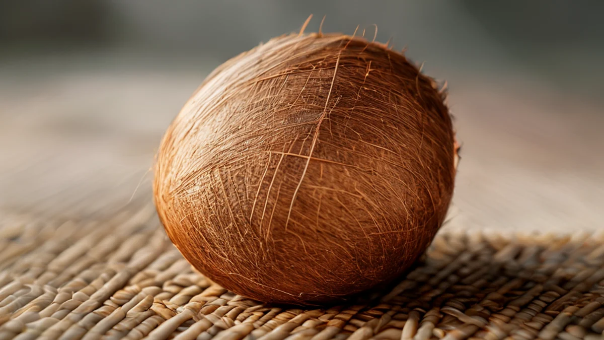Cora de castanha de coco de Sumatra, natural, marrom, texturado, usado para artesanato
